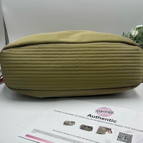 Dooney & Bourke Authenticated Victoria Handbag Olive Green pink Nylon Bag - Picture 5 of 13